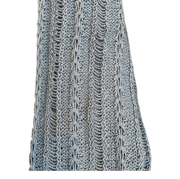 Nomi crochet knit long sleeve soft blue sweater acrylic blend size large VGUC - Picture 3 of 7